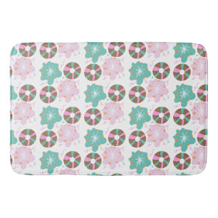 Baby Christmas Doughnuts Doodle Pink Bath Mat