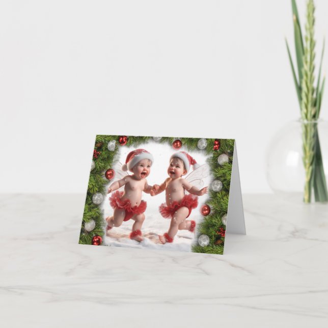 Baby Christmas Fairies Christmas Card (Front)