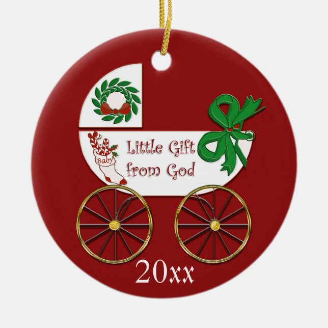 Baby Christmas ornament Little Gift from God (Front)