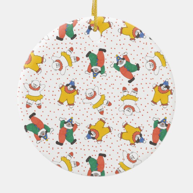 Baby Circus Animals Illustration Pattern Ceramic Ornament (Back)