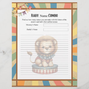 Baby Circus_  Baby Name Combo Shower game Letterhead