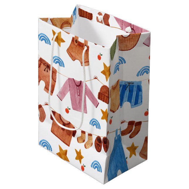 Baby Clothes Baby Shower Birthday Medium Gift Bag (Front Angled)