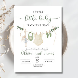 Baby Clothes Baby Shower Invitation, Minimalist Invitation