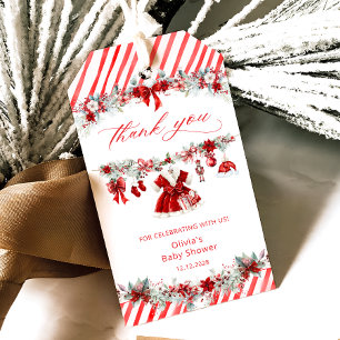 Baby Clothes Christmas Girl Baby Shower Thank You Gift Tags