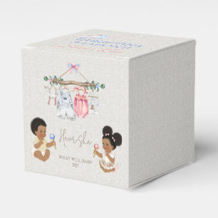 Baby Clothes Gender Reveal Ivory Pink Blue Favor Box