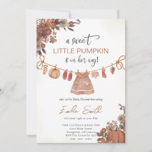 Baby Clothes Pumpkin  Girl Baby Shower  Invitation