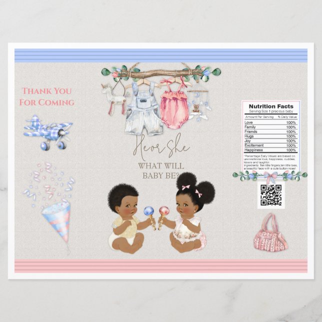 Baby Clothesline Gender Reveal Chip Bag (Front)