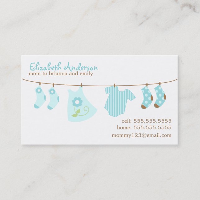 Baby Clothesline Mommy Calling Cards (Front)