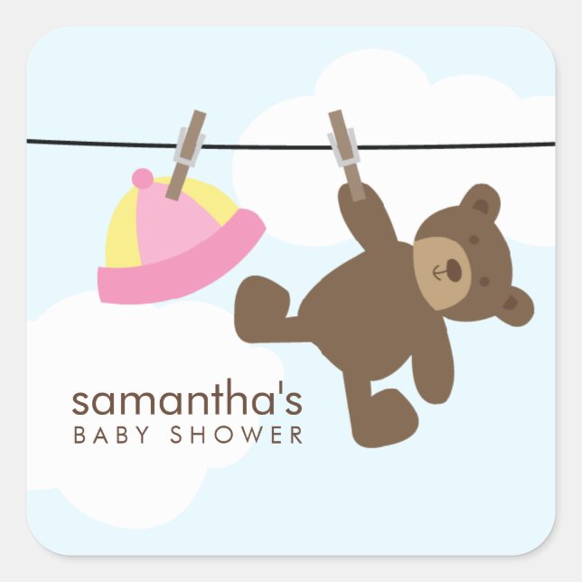 Baby Clothesline {pink} Square Sticker (Front)