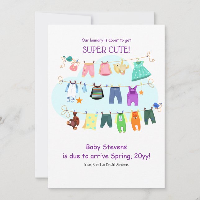 Baby Clothesline Pregnancy Announcement (Front)