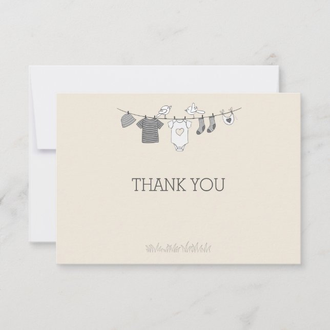 Baby Clothesline Thank You Notecard (Front)