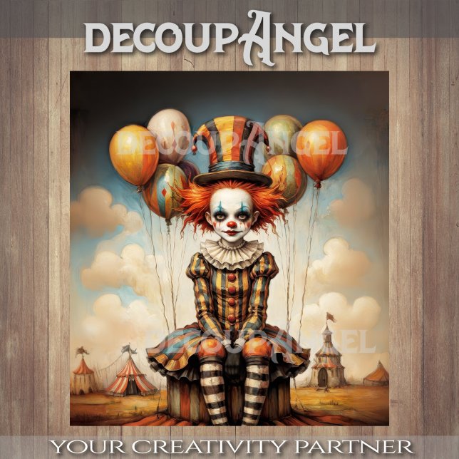 Baby Clown in Circus - Decoupage - Tissue Paper (Creator Uploaded)