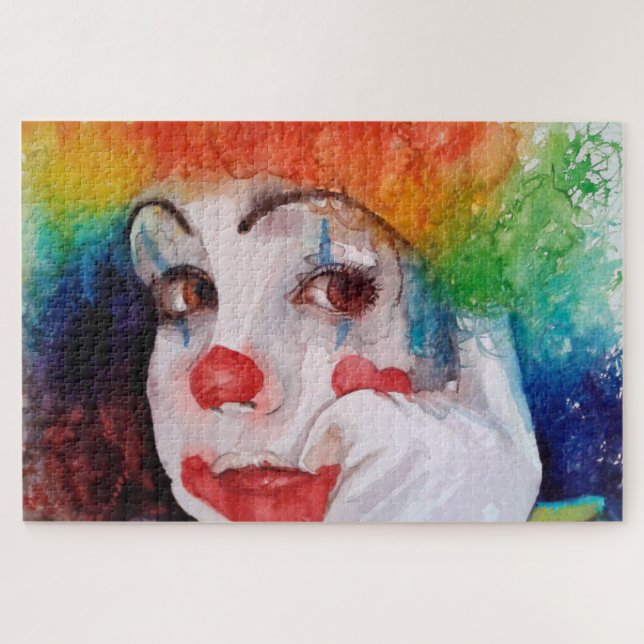 baby clown watercolor jigsaw puzzle (Horizontal)