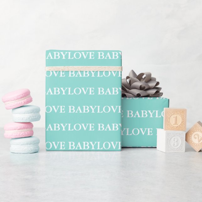 BABY & CO Baby Love Teal Blue Tiara Shower Party Wrapping Paper (Baby Shower)