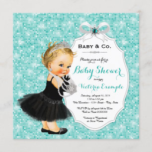 Baby & Co Black Teal Blue Baby Shower Invitation