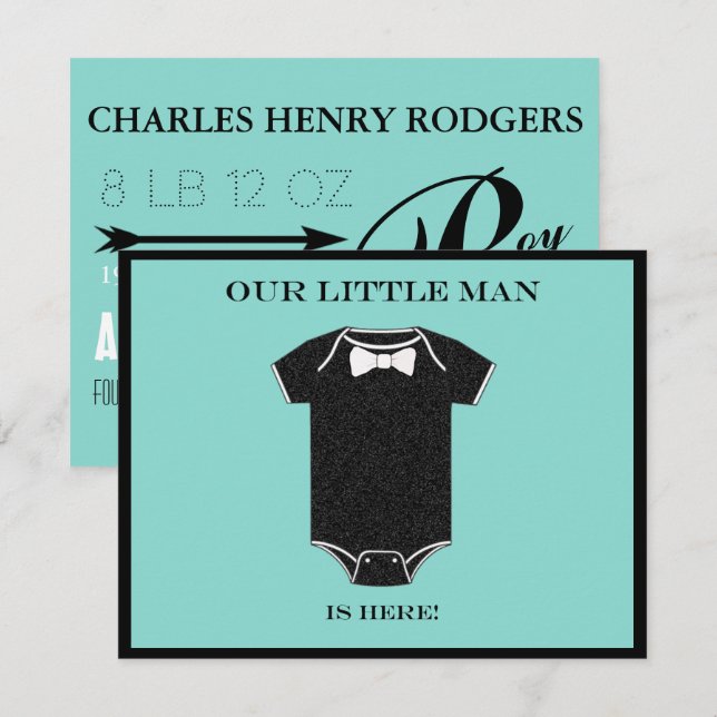 BABY & CO Boy Birth Announcement Card (Front/Back)