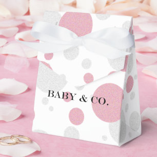BABY & CO Pink & Silver Polka Dot Shower Party Favor Box