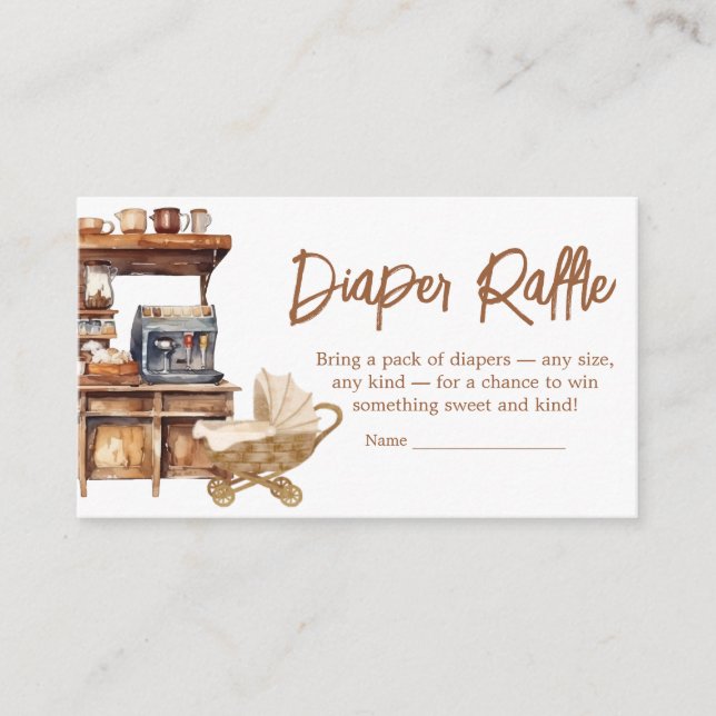 Baby Coffee Baby Shower Diaper Raffle Enclosure Card (Front)