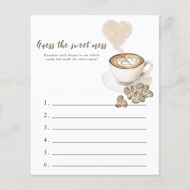 Baby coffee baby shower Guess the sweet mess game (Front)