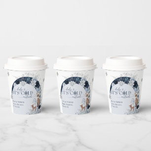 Baby cold outside Winter Floral Deer Baby Shower Paper Cups