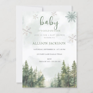 Baby Cold Outside Winter Mountain Baby Shower Invitation