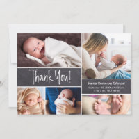 Baby collage of photos Thank you Birth stats