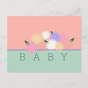 Baby Colourful Daisies on Soft Peach & Jungle Mist Postcard