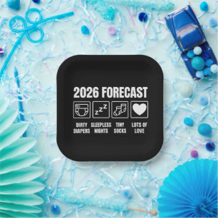 Baby Coming Soon 2026 Forecast Baby Shower Funny  Paper Plate