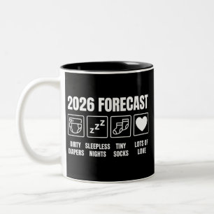 Baby Coming Soon 2026 Forecast Baby Shower Funny  Two-Tone Coffee Mug