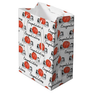 Baby Congratulations Sneakers and Basketball  Medium Gift Bag