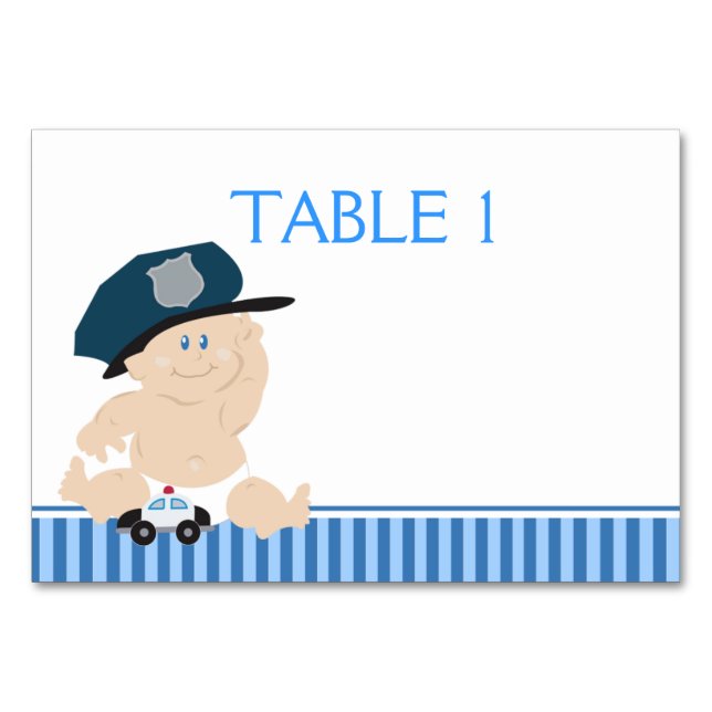 Baby Cop Police Officer Custom Table Card (Front)