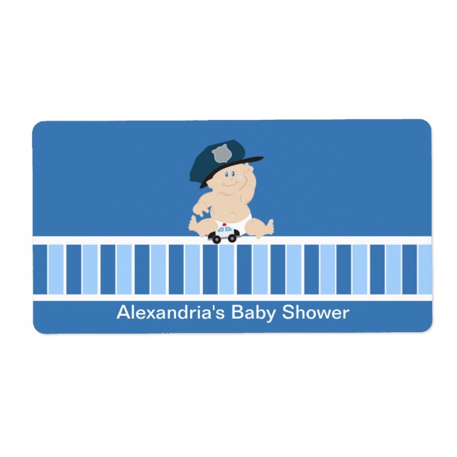 Baby Cop Police Officer Water bottle sticker (Front)