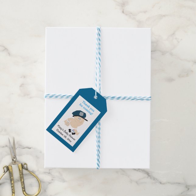 Baby Cop Policeman Custom Gift Tag (With Twine)