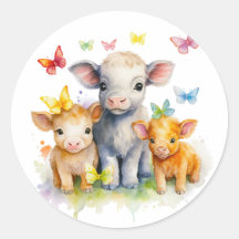 Baby Cow and Butterfly Stickers