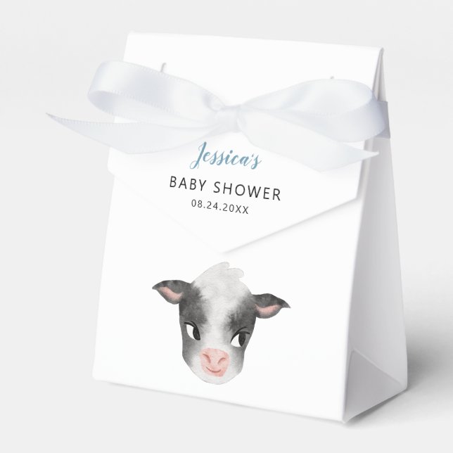 Baby Cow Boy Baby Shower Favor Box (Front Side)