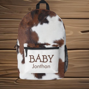 Baby Cow Brown and White Cowhide   Printed Backpack