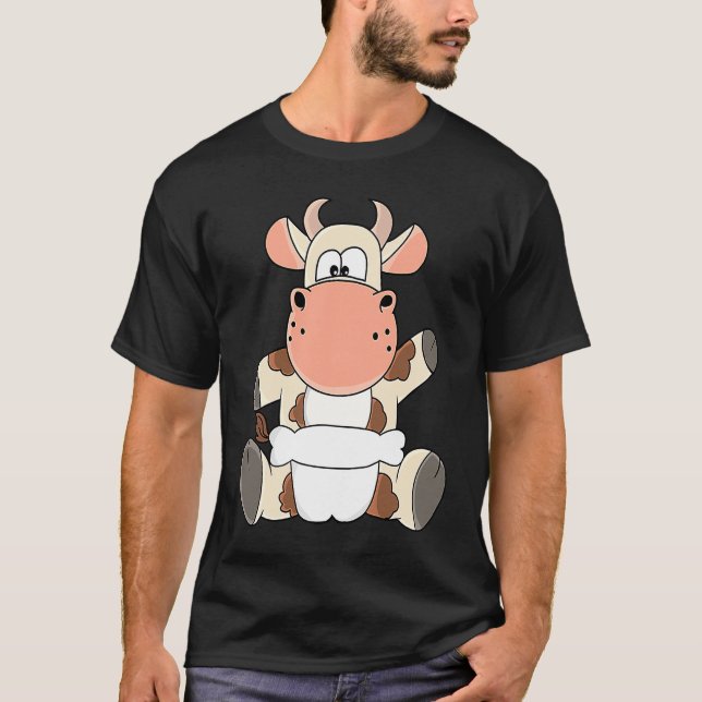 Baby Cow Calf With Diapers T-Shirt (Front)