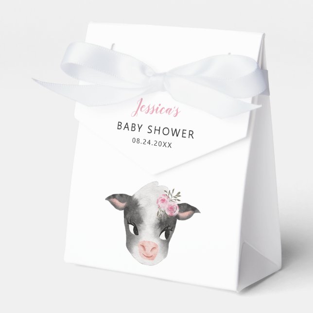 Baby Cow Girl Baby Shower Favor Box (Front Side)