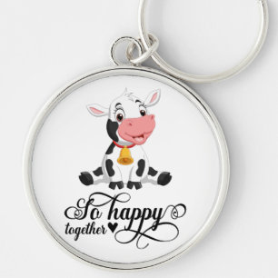 Baby Cow So Happy Together Fleece Blanket Keychain
