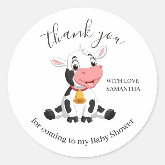 Baby Cow Thank You Favour Tags (Front)