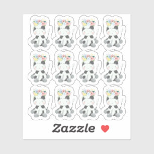 Baby Cow With Floral Crown Nursery Scrapbook Sheet