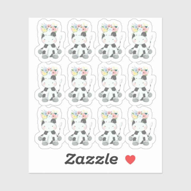 Baby Cow With Floral Crown Nursery Scrapbook Sheet (Sheet)