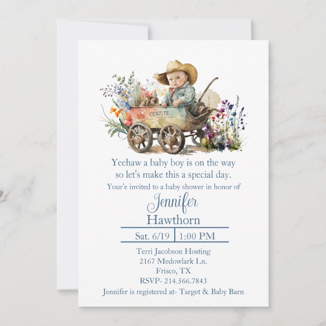 Baby Cowboy Baby Shower Invitation (Front)