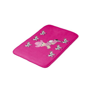 Baby Cowgirl With Black And White Cows Bath Mat