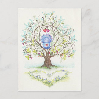 Baby Cradle in A Tree of Hearts and Love Postcard