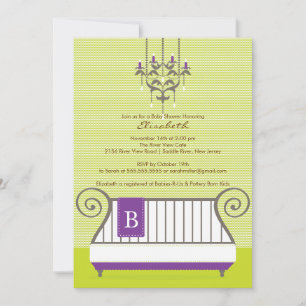Baby Crib Baby Shower Invitation Chic Girl Purple