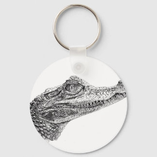 Baby Crocodile Ink Drawing Keychain