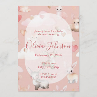 Baby Cupid Animals Baby Shower Invitation