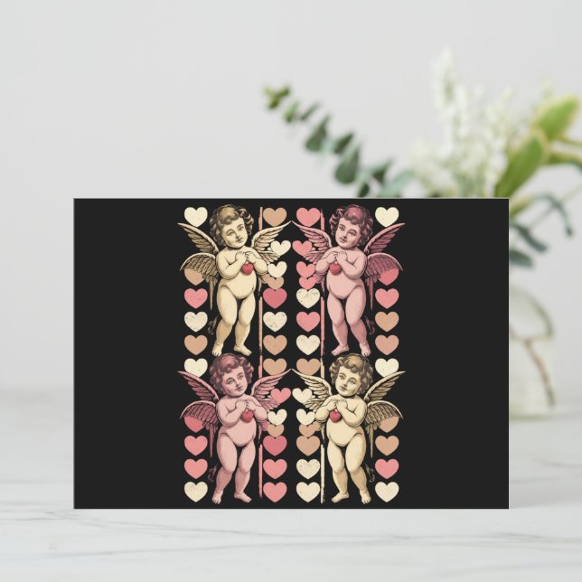 Baby Cupid Coquette bow Retro Valentines Day Holiday Card (Standing Front)