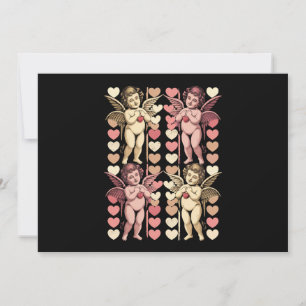 Baby Cupid Coquette bow Retro Valentines Day Thank You Card